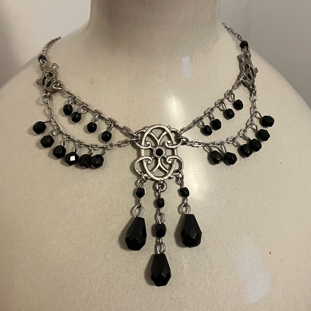 Elegant Silver and Black Necklace